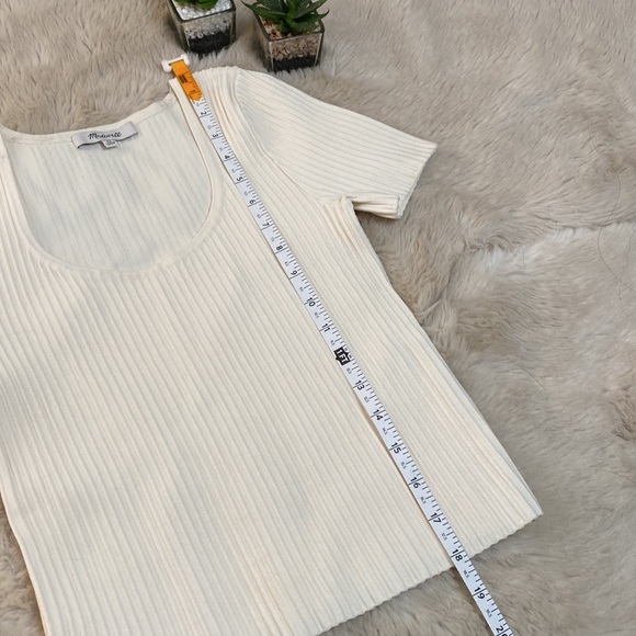 Madewell Tee Sculpt Ribbed Ottoman Cropped in Bright Ivory / Off White Size XS - Picture 9 of 10